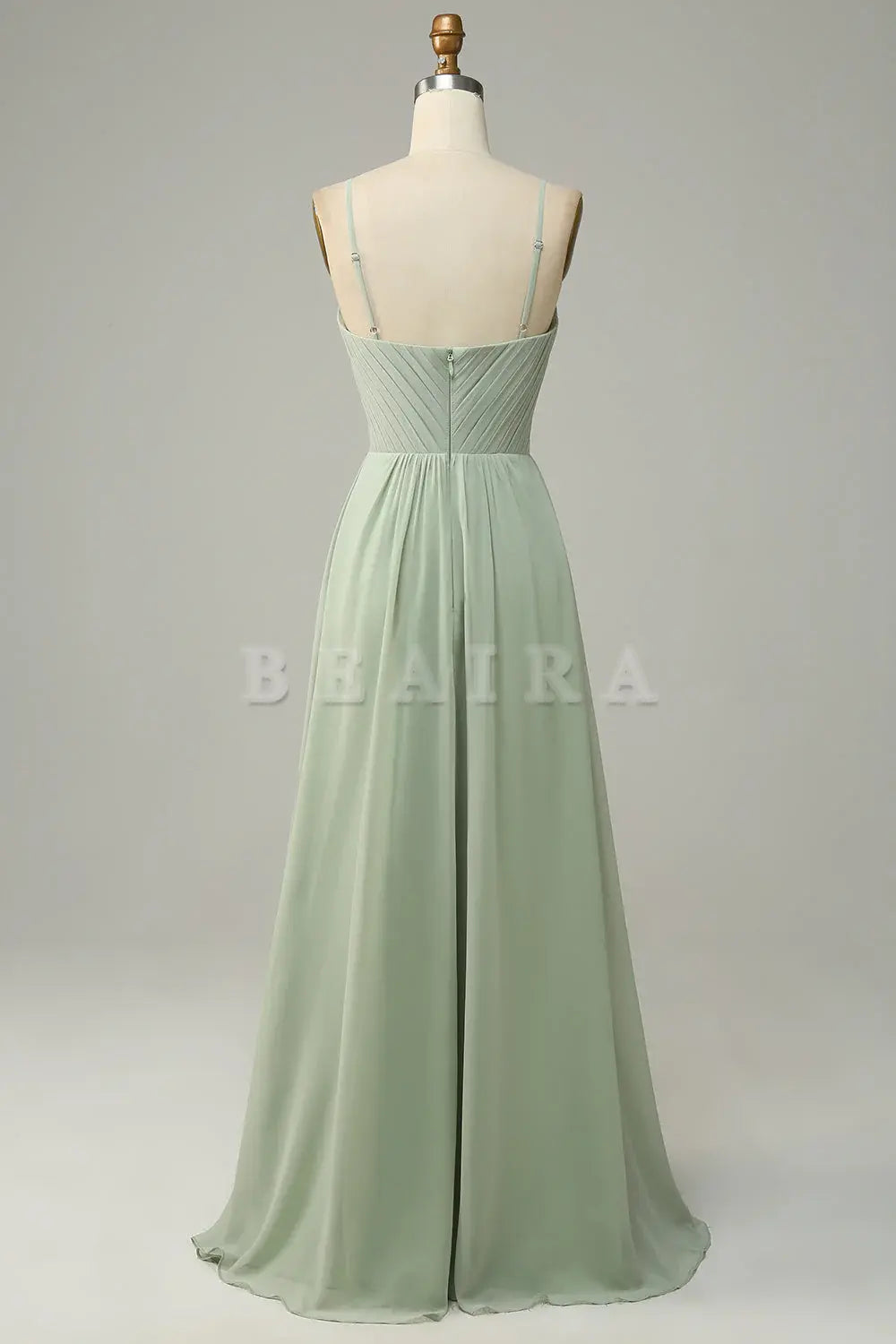 Beaira Dusty Sage A Line Spaghetti Straps Chiffon Bridesmaid Dress with Sleeveless Bridesmaid dress shop