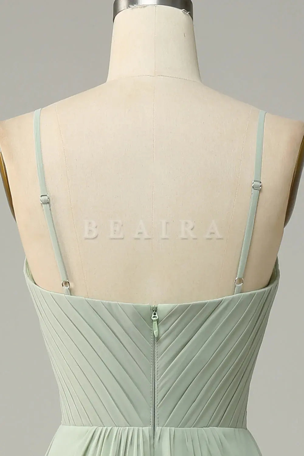 Beaira Dusty Sage A Line Spaghetti Straps Chiffon Bridesmaid Dress with Sleeveless Bridesmaid dress shop