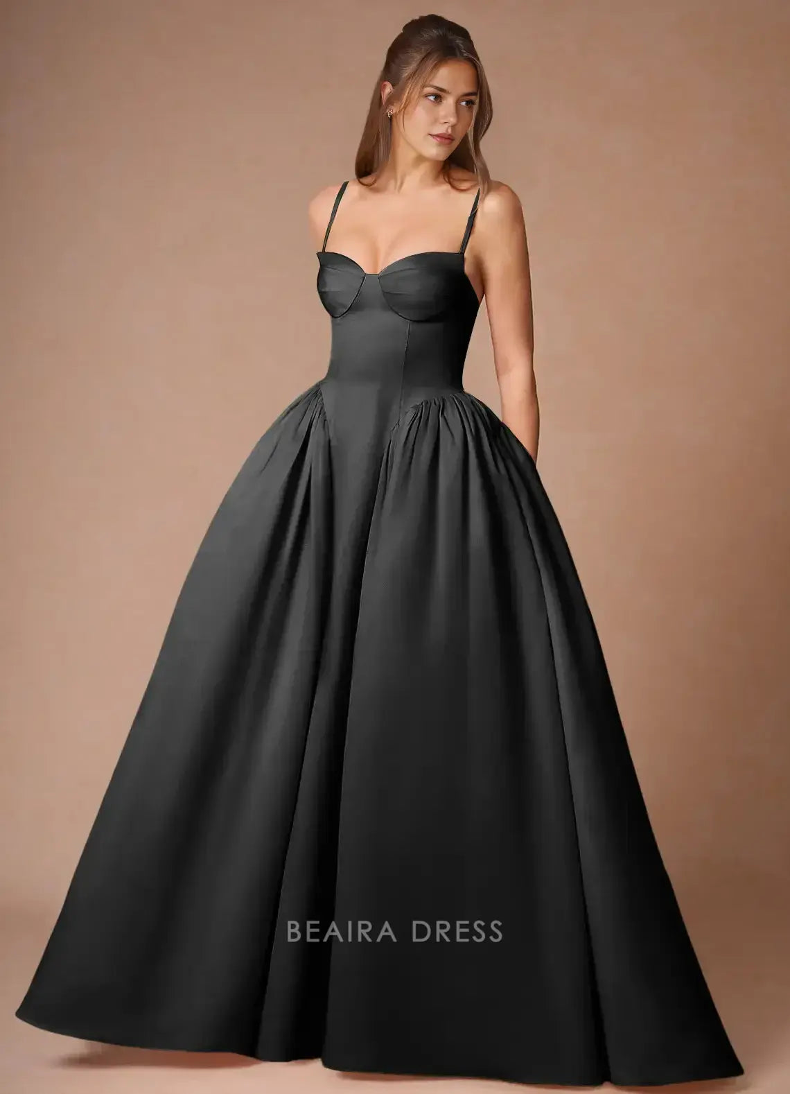 Elegant A-Line Spaghetti Strap Ball Gown Floor-Length Maxi Dress Prom Dress
