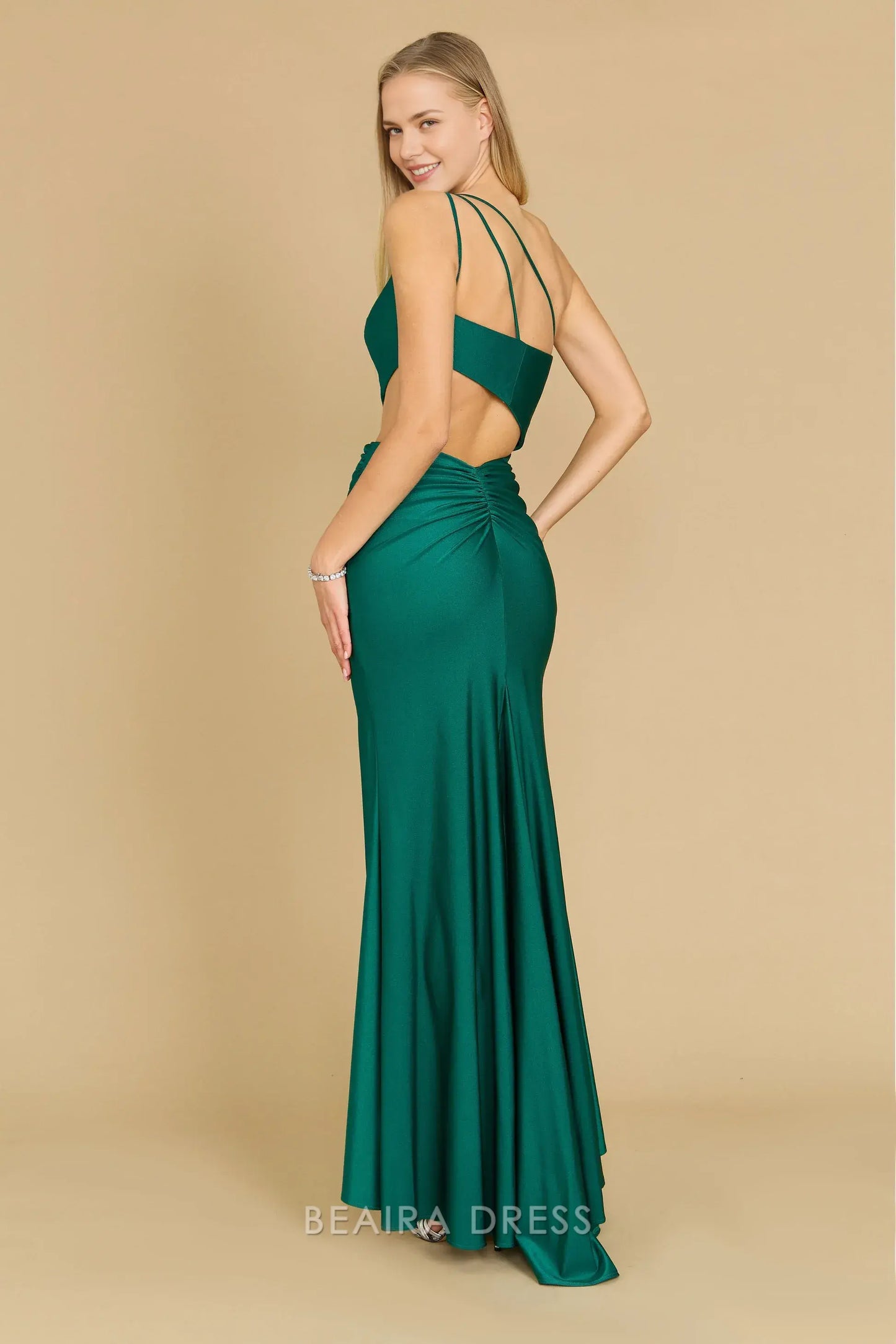 Elegant One - Shoulder Cutout Maxi Dress with High Slit Prom Dress