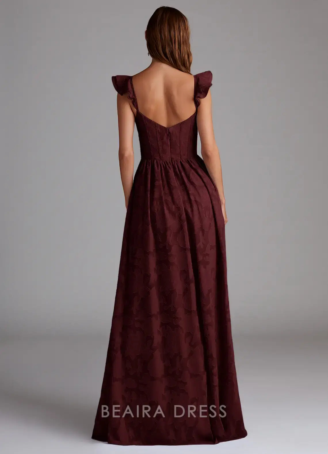 Elegant Ruffled Strap Sweetheart Neckline Maxi Dress with Side Slit Prom Dress