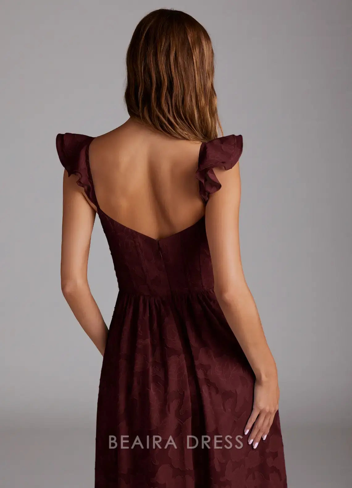 Elegant Ruffled Strap Sweetheart Neckline Maxi Dress with Side Slit Prom Dress