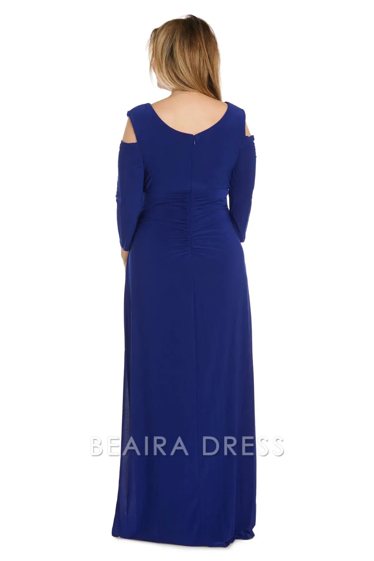 Elegant Sheath/Column Cold - Shoulder Ruched Long Sleeve Floor-Length Side Slit Prom Dress