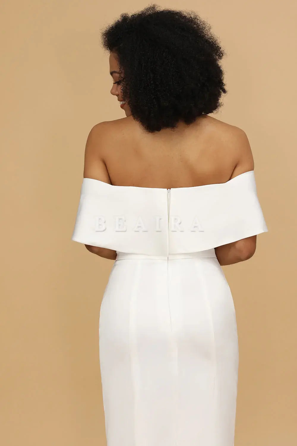 Beaira Elegant White Mermaid Off the Shoulder Satin Ankle-Length Bridesmaid Dress New Arrivals