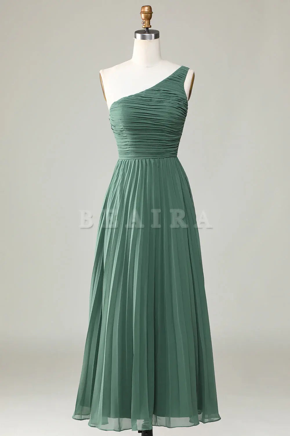 Beaira Eucalyptus A Line One Shoulder Ruched Chiffon Bridesmaid Dress Bridesmaid dress shop