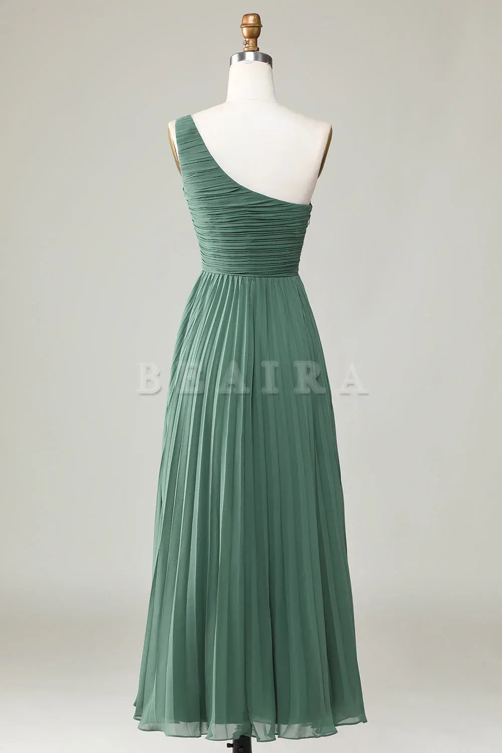 Beaira Eucalyptus A Line One Shoulder Ruched Chiffon Bridesmaid Dress Bridesmaid dress shop