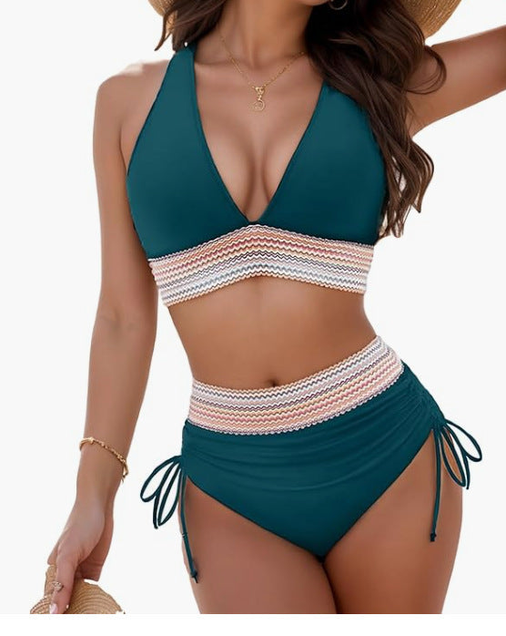 Beaira European and American new women's split swimsuit sexy bikini high waist belly covering neck hanging tight swimsuit