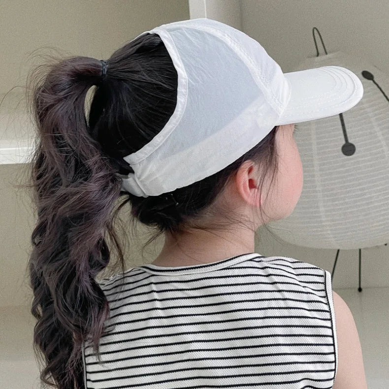 Beaira Fashion High Ponytail Kids Boy Girl Sun Hats Quick Drying Baseball Caps Adjustable Travel Caps Children Peaked Hats With Hole