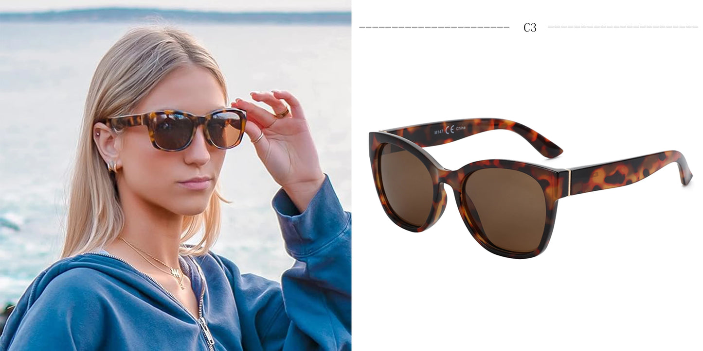 Beaira Fashion Original Thick Butterfly Frame Polarized Sunglasses for Women Chunky Uv400 Protection Shade Cat Eye Sun Glasses