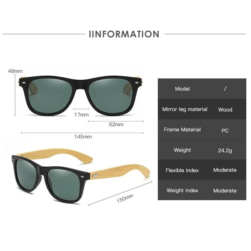 Beaira Fashion Wood Men's Ultraviolet Sunglasses Classic Male Driving Riding UV400 Sports Sun Glasses Eyewear Wooden Bamboo Eyeglasses