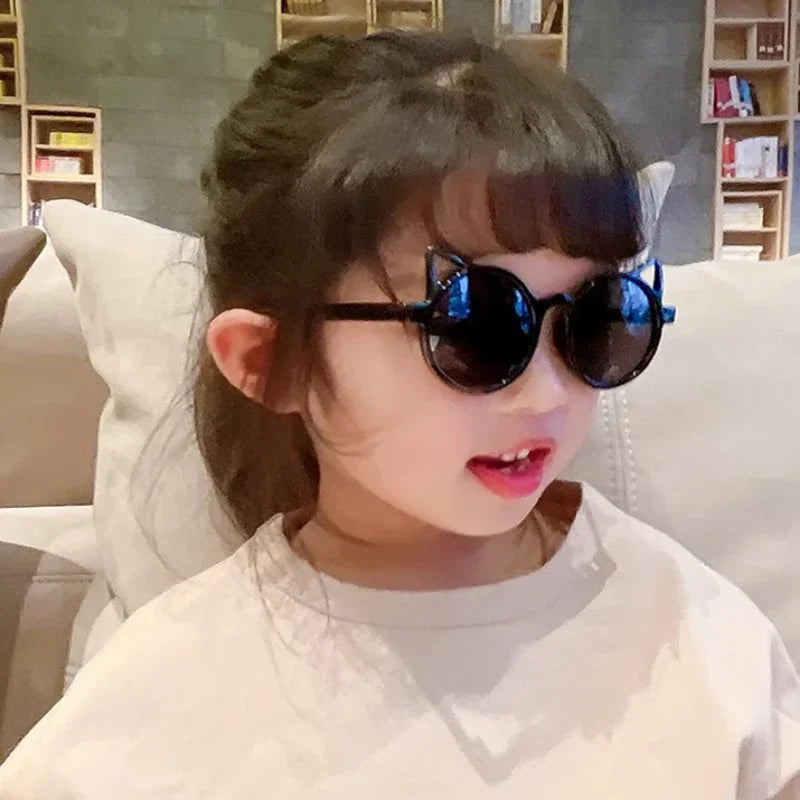 Beaira Girls Boys Cute Animal Cartoon Ears Sunglasses Outdoor Sun Protection Children Lovely Vintage Sunglasses Protection Classic Kids
