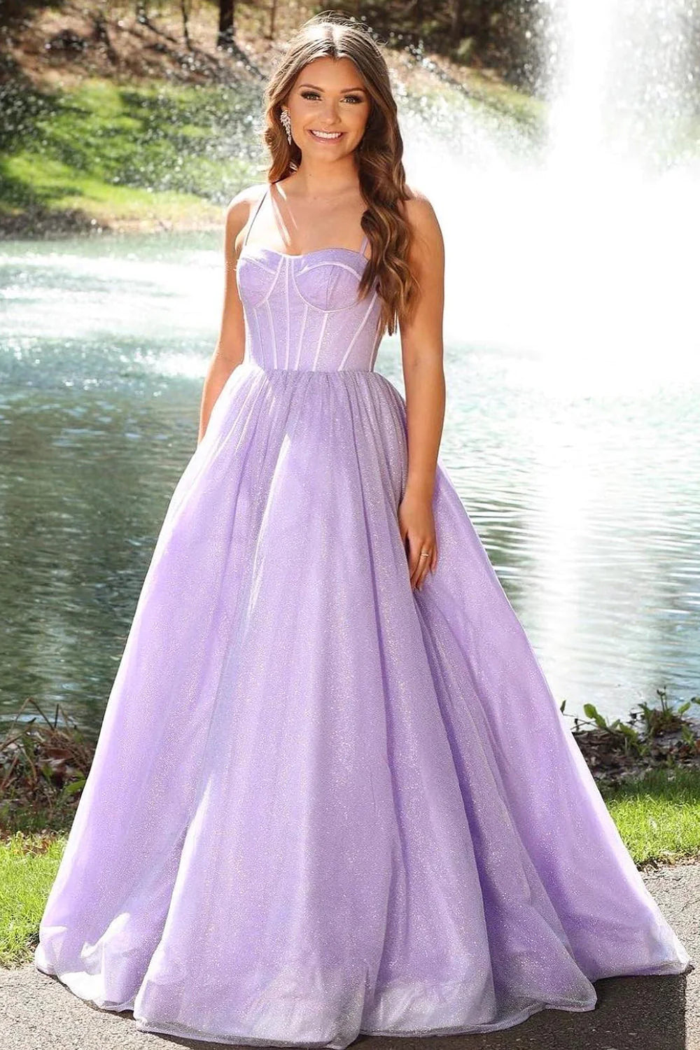A-line Pink Long Sweetheart Floor-Length Sleeveless Prom Dresses