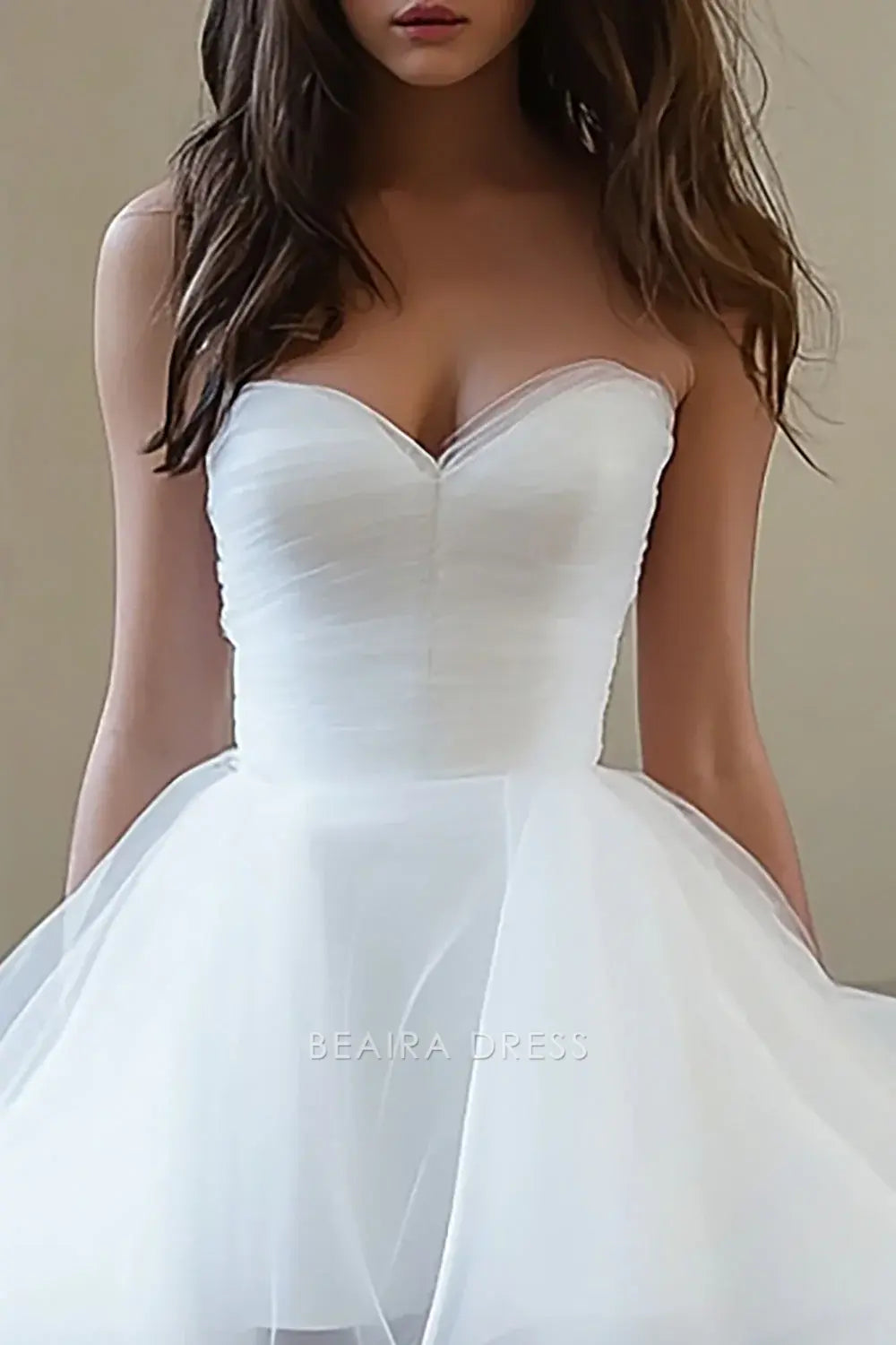 Gorgeous White Organza A Line Sweetheart High-Low Tulle Graduation Dress Prom Dress