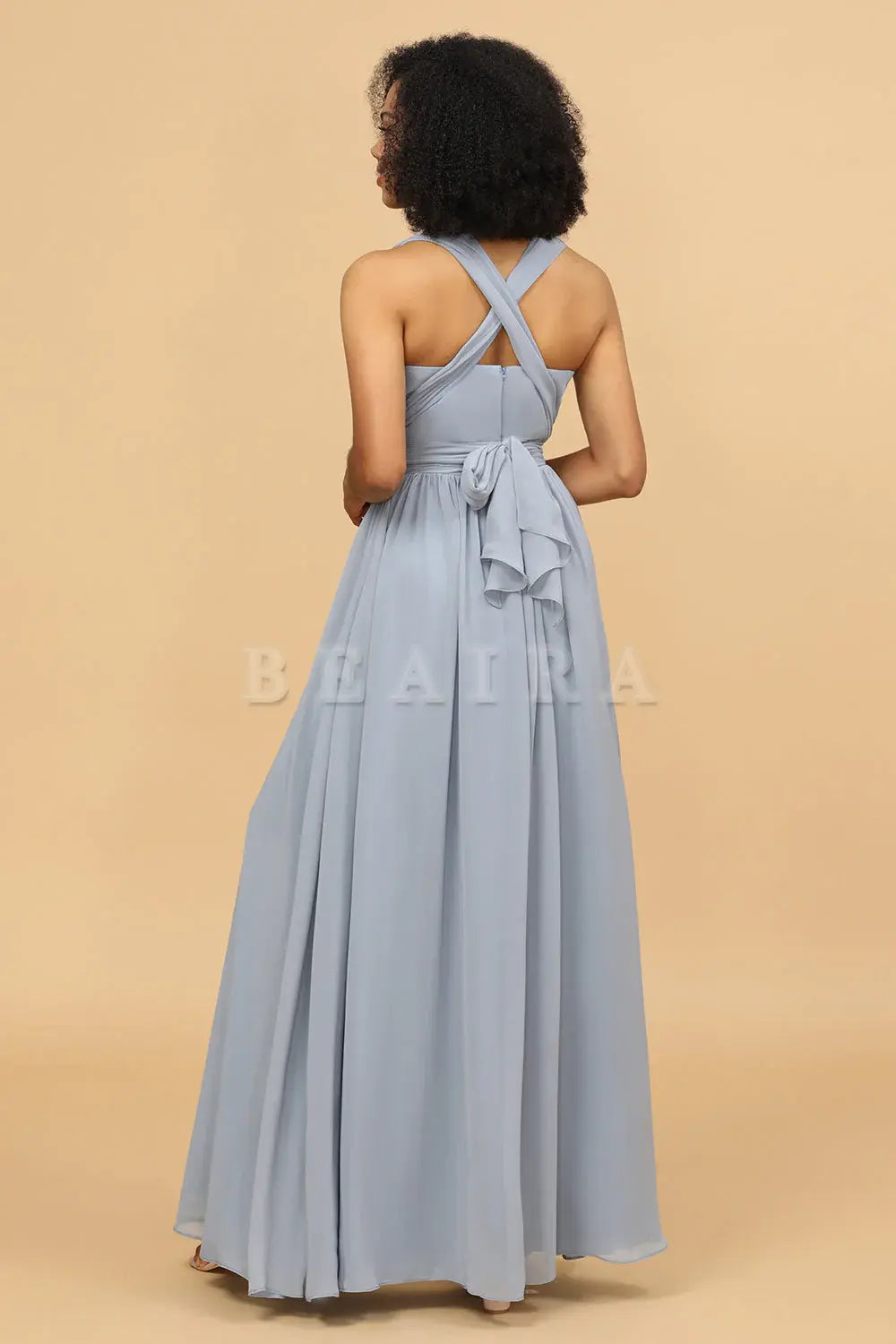 Beaira Grey Blue A Line Convertible Chiffon Floor-Length Bridesmaid Dress Bridesmaid dress shop