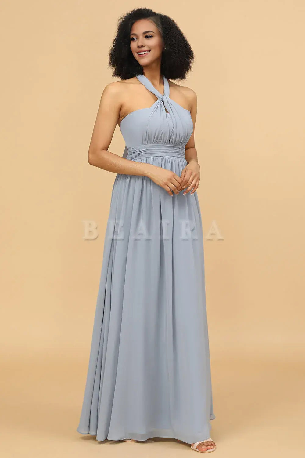 Beaira Grey Blue A Line Convertible Chiffon Floor-Length Bridesmaid Dress Bridesmaid dress shop