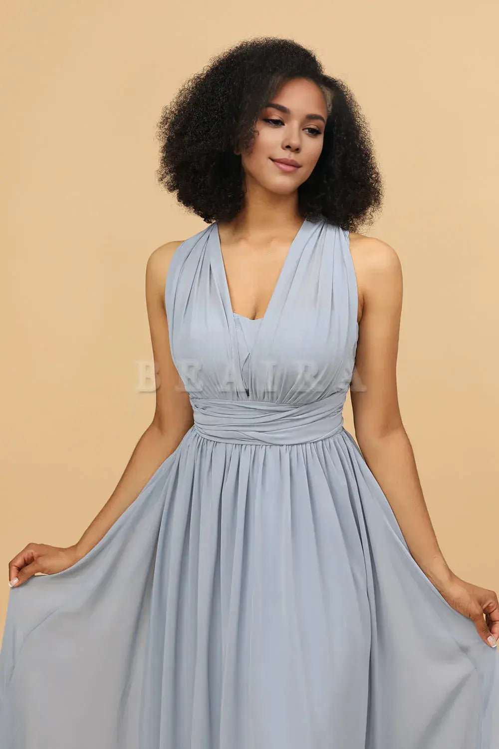 Beaira Grey Blue A Line Convertible Chiffon Floor-Length Bridesmaid Dress Bridesmaid dress shop