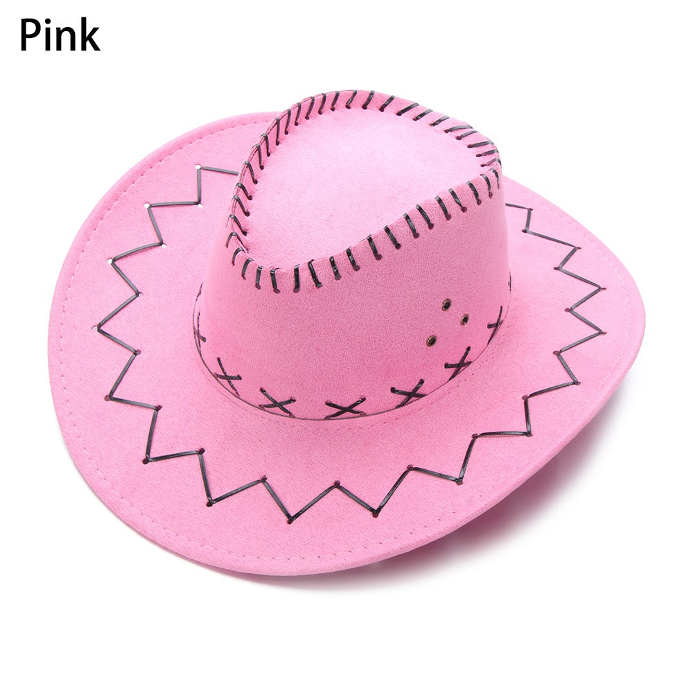 Beaira Western Cowboy Hat for Men Women Kids Fedora Outdoor Wide Brim Faux Leather Summer Wide Brim Beach Travel Cap Black White Pink