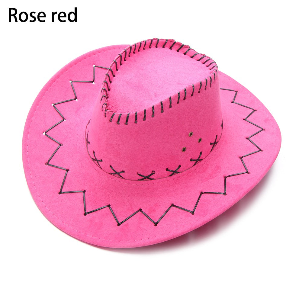 Beaira Western Cowboy Hat for Men Women Kids Fedora Outdoor Wide Brim Faux Leather Summer Wide Brim Beach Travel Cap Black White Pink
