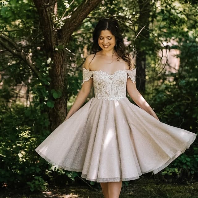 Homecoming Dresses A-Line Off-The-Shoulder Lace Applique