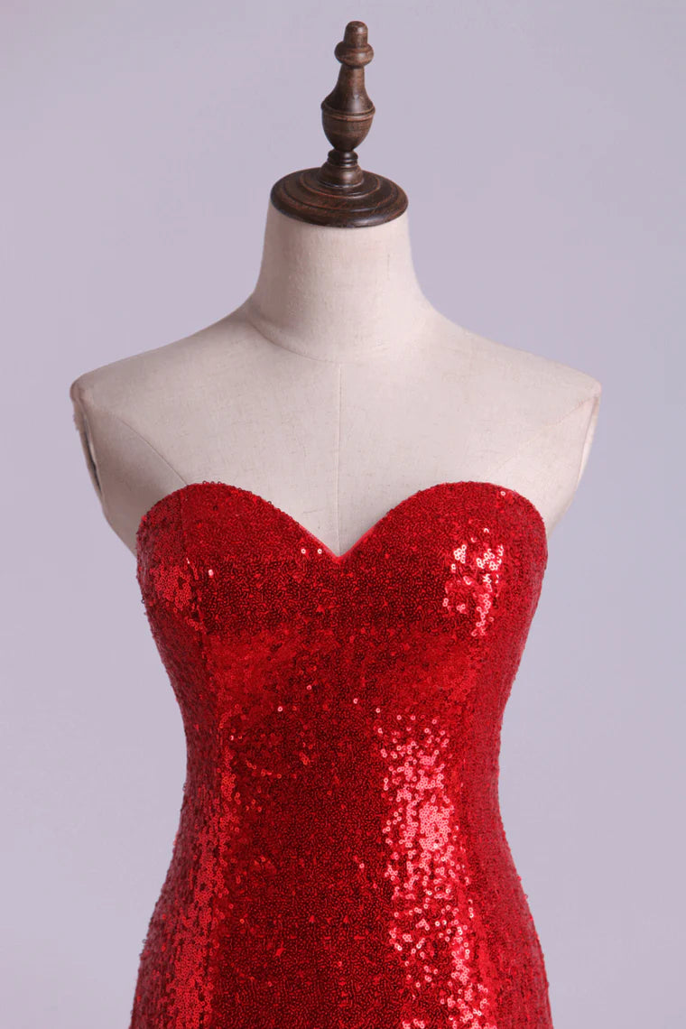 Hot Red Mermaid/Trumpet Party Dresses Sweetheart Sequined Bodice