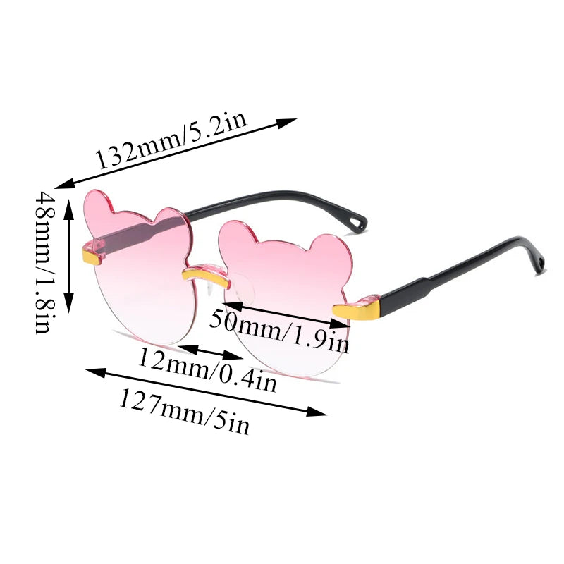 Beaira Hot Sale!Children Cute Cartoon Bear Shape Sunglasses Boy Girls Summer Anti-UV UV400 Rimless Sun Glasses Kids Outdoor Sun Glasses