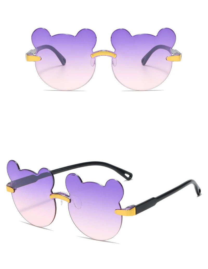 Beaira Hot Sale!Children Cute Cartoon Bear Shape Sunglasses Boy Girls Summer Anti-UV UV400 Rimless Sun Glasses Kids Outdoor Sun Glasses