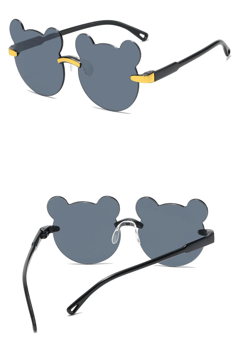 Beaira Hot Sale!Children Cute Cartoon Bear Shape Sunglasses Boy Girls Summer Anti-UV UV400 Rimless Sun Glasses Kids Outdoor Sun Glasses