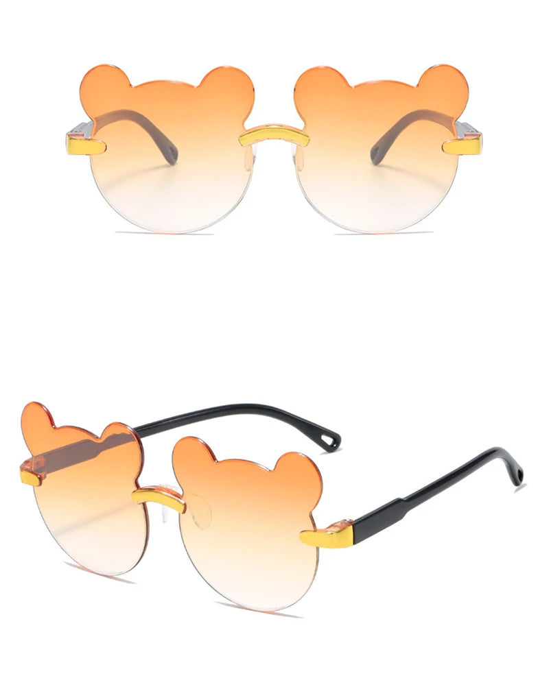 Beaira Hot Sale!Children Cute Cartoon Bear Shape Sunglasses Boy Girls Summer Anti-UV UV400 Rimless Sun Glasses Kids Outdoor Sun Glasses