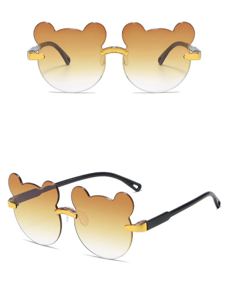 Beaira Hot Sale!Children Cute Cartoon Bear Shape Sunglasses Boy Girls Summer Anti-UV UV400 Rimless Sun Glasses Kids Outdoor Sun Glasses