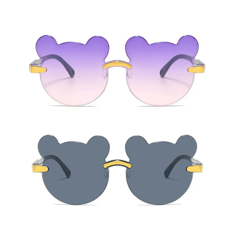 Beaira Hot Sale!Children Cute Cartoon Bear Shape Sunglasses Boy Girls Summer Anti-UV UV400 Rimless Sun Glasses Kids Outdoor Sun Glasses
