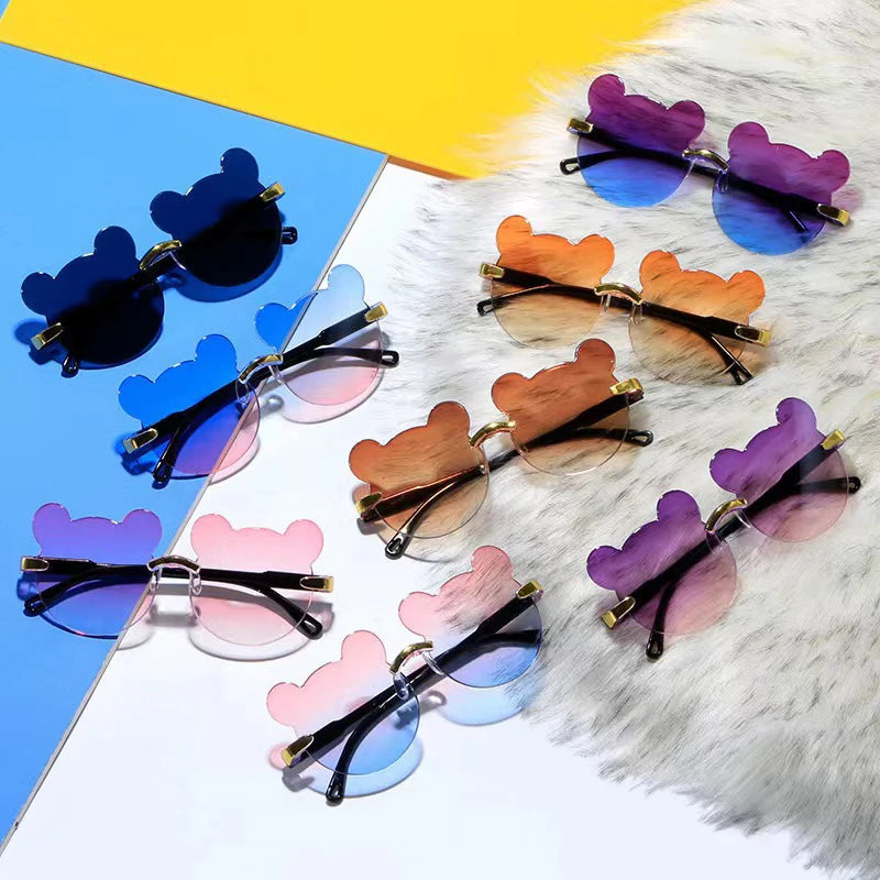 Beaira Hot Sale!Children Cute Cartoon Bear Shape Sunglasses Boy Girls Summer Anti-UV UV400 Rimless Sun Glasses Kids Outdoor Sun Glasses