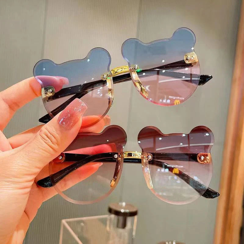 Beaira Hot Sale!Children Cute Cartoon Bear Shape Sunglasses Boy Girls Summer Anti-UV UV400 Rimless Sun Glasses Kids Outdoor Sun Glasses