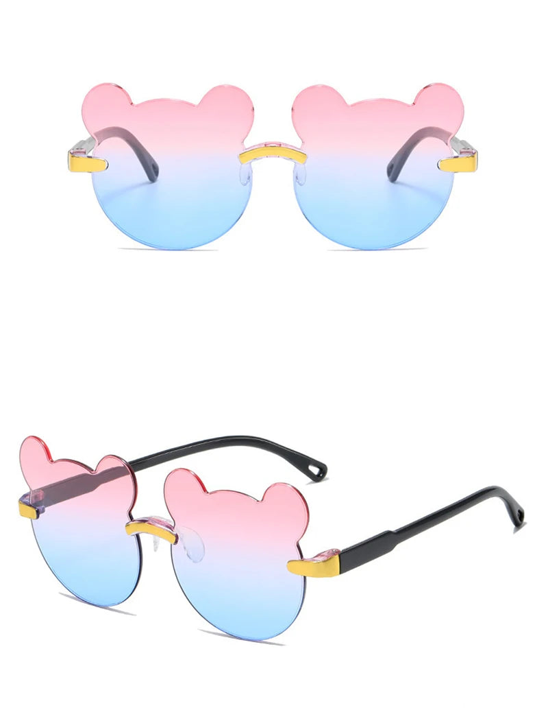 Beaira Hot Sale!Children Cute Cartoon Bear Shape Sunglasses Boy Girls Summer Anti-UV UV400 Rimless Sun Glasses Kids Outdoor Sun Glasses