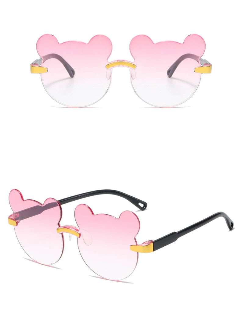 Beaira Hot Sale!Children Cute Cartoon Bear Shape Sunglasses Boy Girls Summer Anti-UV UV400 Rimless Sun Glasses Kids Outdoor Sun Glasses