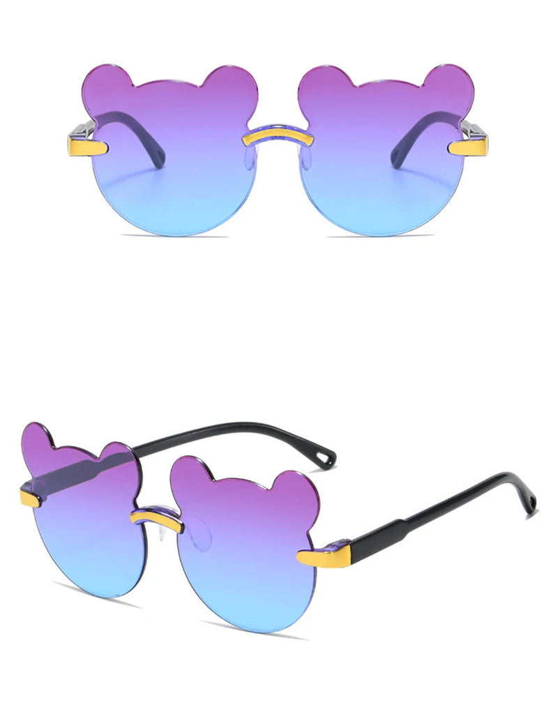 Beaira Hot Sale!Children Cute Cartoon Bear Shape Sunglasses Boy Girls Summer Anti-UV UV400 Rimless Sun Glasses Kids Outdoor Sun Glasses
