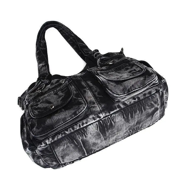 Beaira Large Capacity Handbag Casual Hobo Denim Bag Women Shoulder Bag Jeans Multiple Pockets Tote Bag