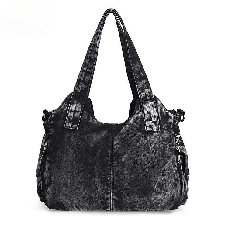 Beaira Large Capacity Handbag Casual Hobo Denim Bag Women Shoulder Bag Jeans Multiple Pockets Tote Bag