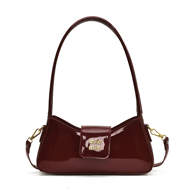 Beaira Light Luxury High-end Patent Leather Ladies Shoulder Bag New PU Leather Women Tote Bag Underarm Handbag Crossbody Purse