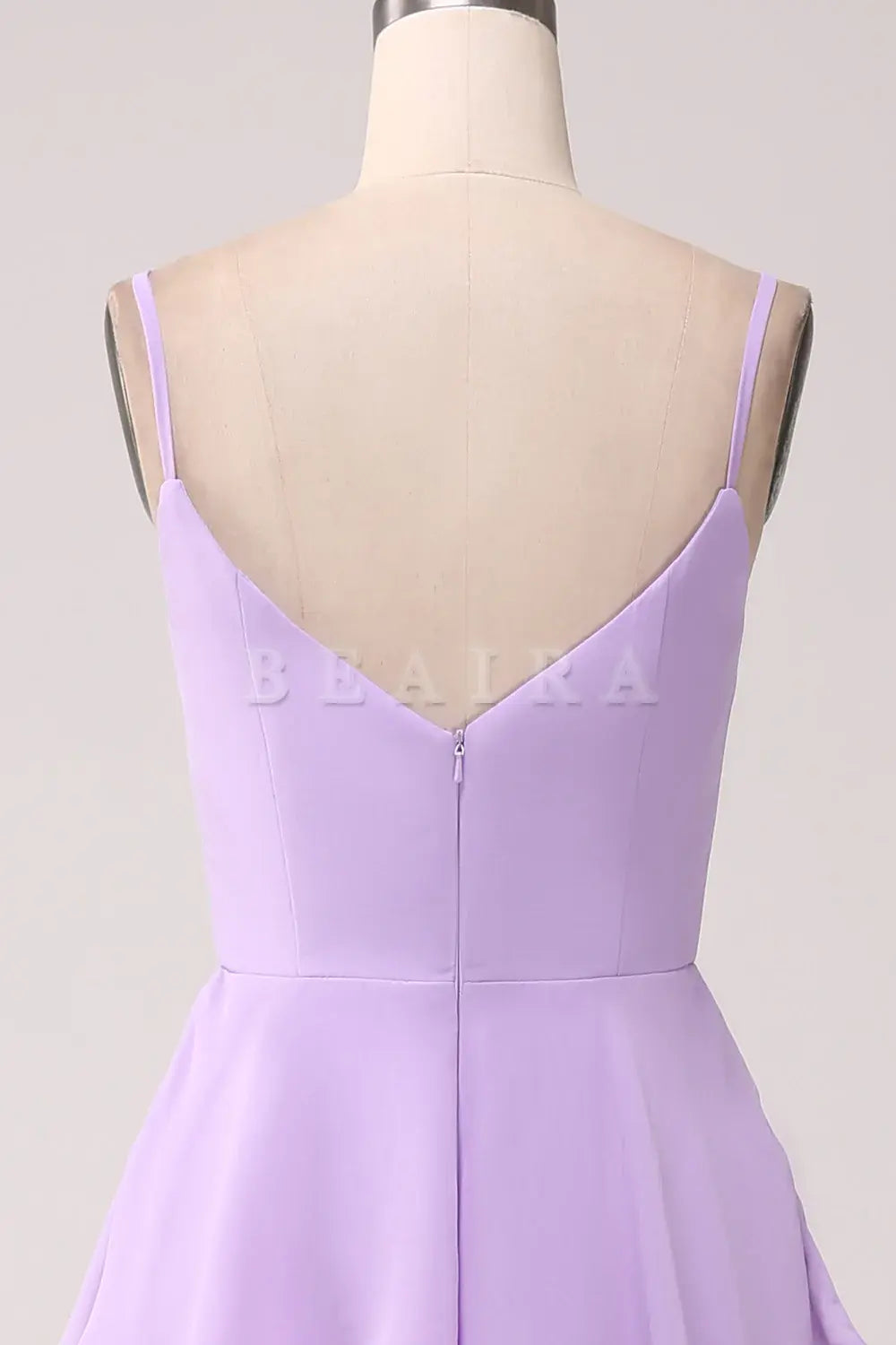 Beaira Lilac A-Line Spaghetti Straps Tiered Floor Length Bridesmaid Dress With Slit Bridesmaid dress shop