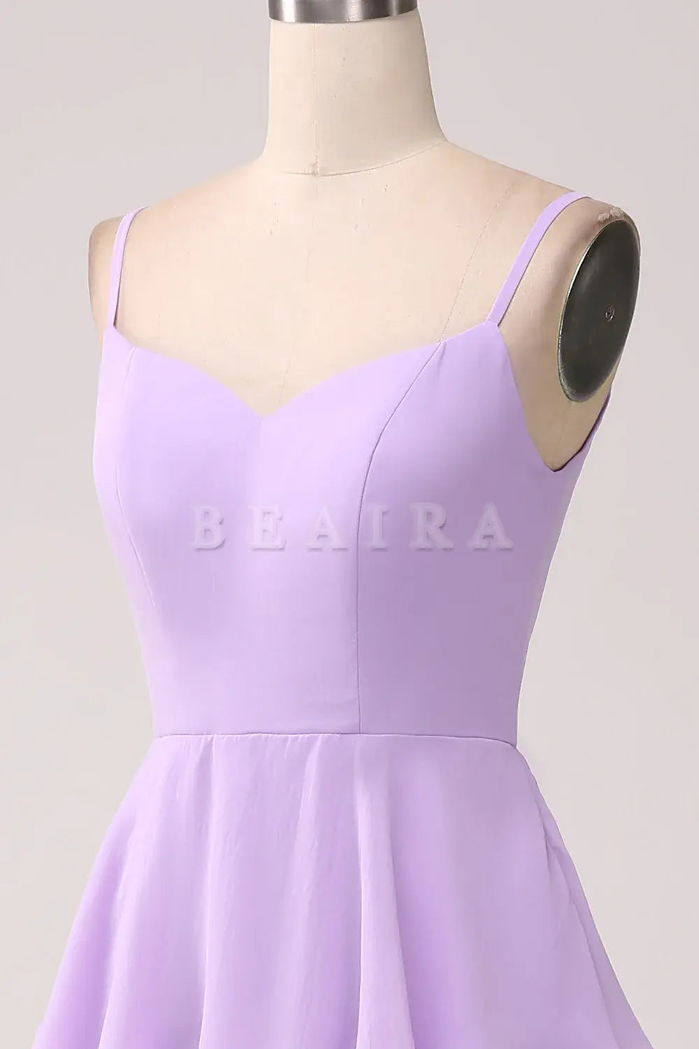 Beaira Lilac A-Line Spaghetti Straps Tiered Floor Length Bridesmaid Dress With Slit Bridesmaid dress shop