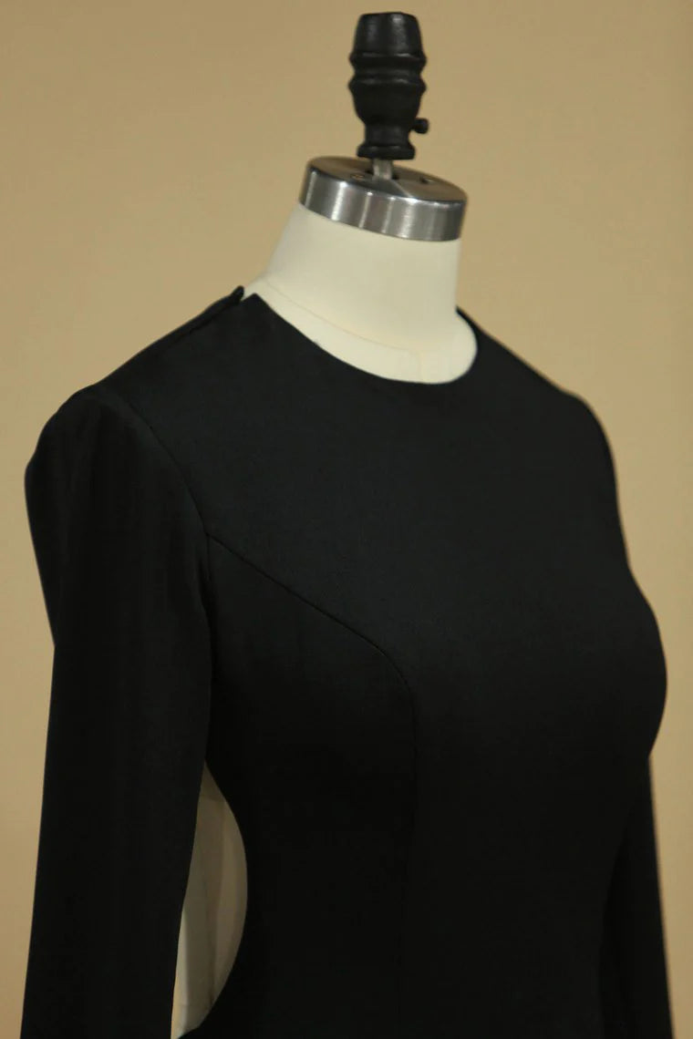Long Sleeve Party Dresses Sheath Backless Black