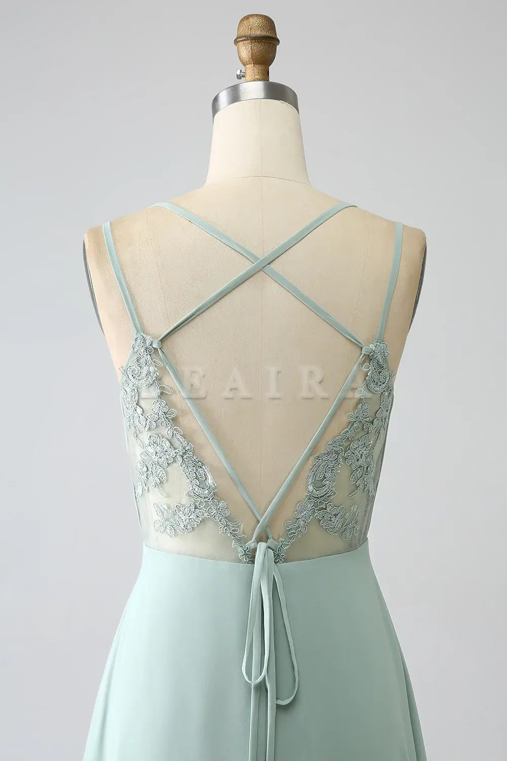Beaira Matcha A-Line Spaghetti Straps Pleated Chiffon Floor Length Bridesmaid Dress Bridesmaid dress shop