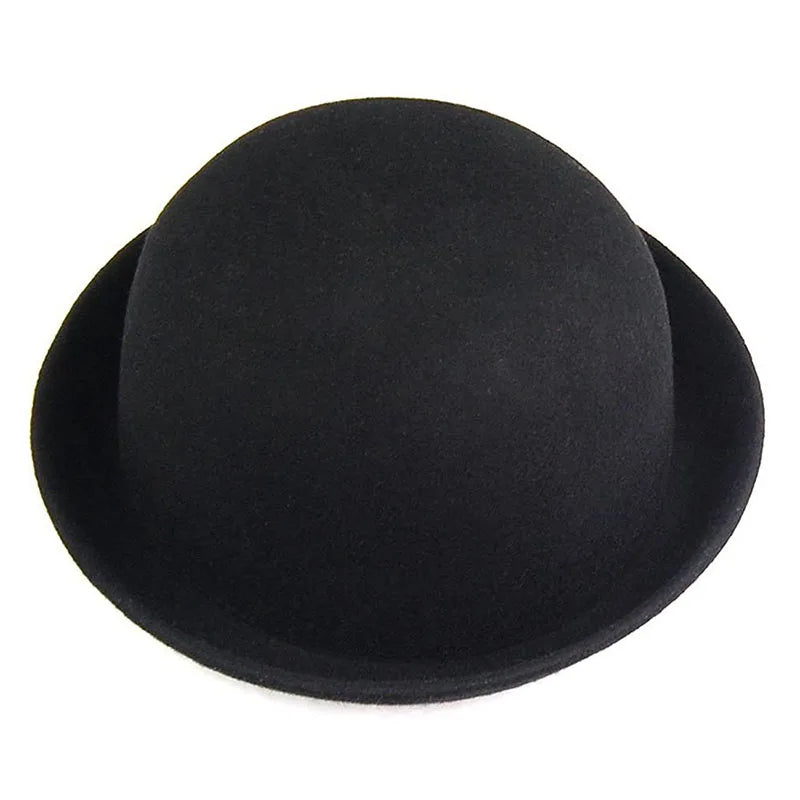 Beaira Melon Bowler Hat Felt Hat Chaplin Hat Riding Hat (Black)