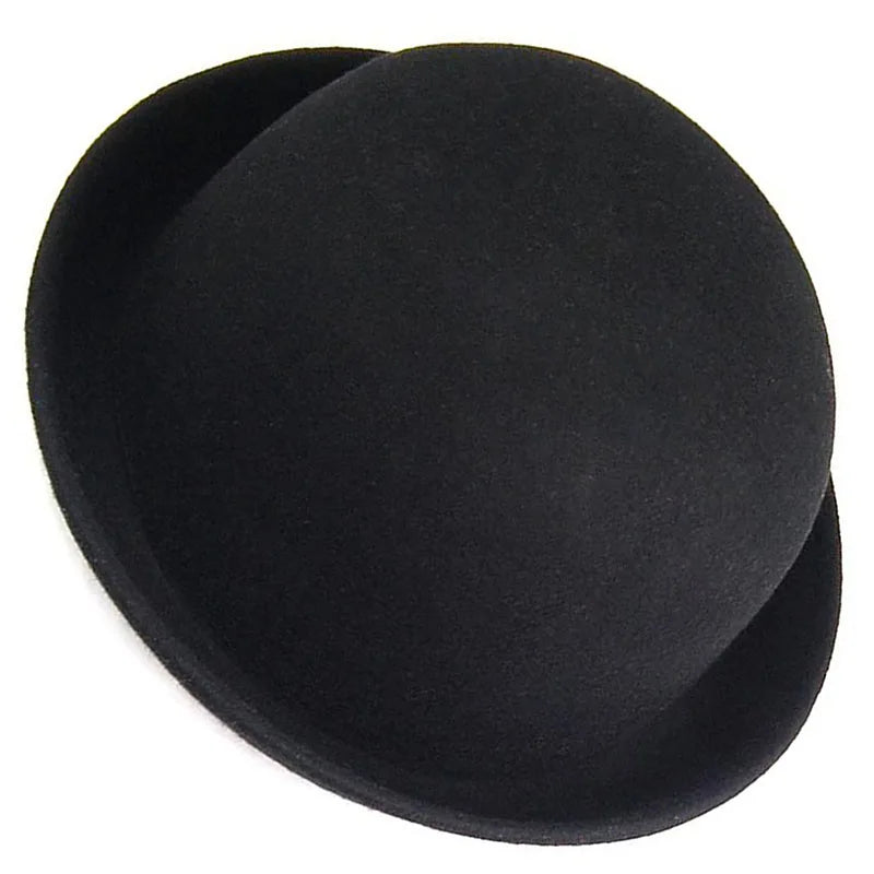 Beaira Melon Bowler Hat Felt Hat Chaplin Hat Riding Hat (Black)