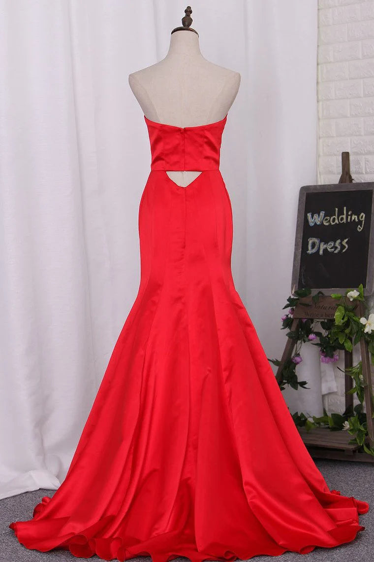 Mermaid Party Dresses Sweetheart Satin Floor Length