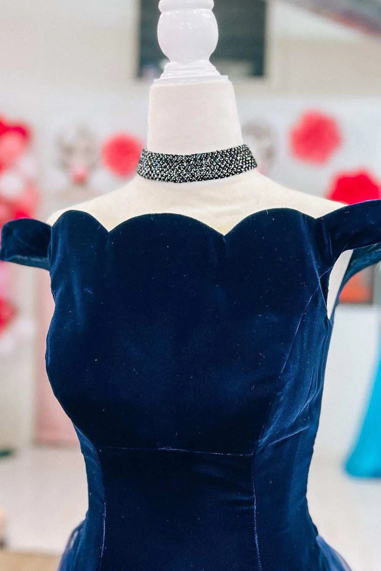 Mermaid Velvet Off The Shoulder Pageant Prom Dress