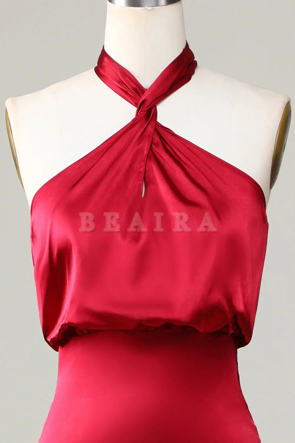 Beaira Mermaid Halter Sleeveless Burgundy Bridesmaid Dress Bridesmaid dress shop 