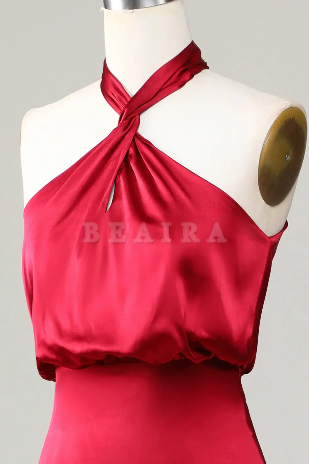 Beaira Mermaid Halter Sleeveless Burgundy Bridesmaid Dress Bridesmaid dress shop 