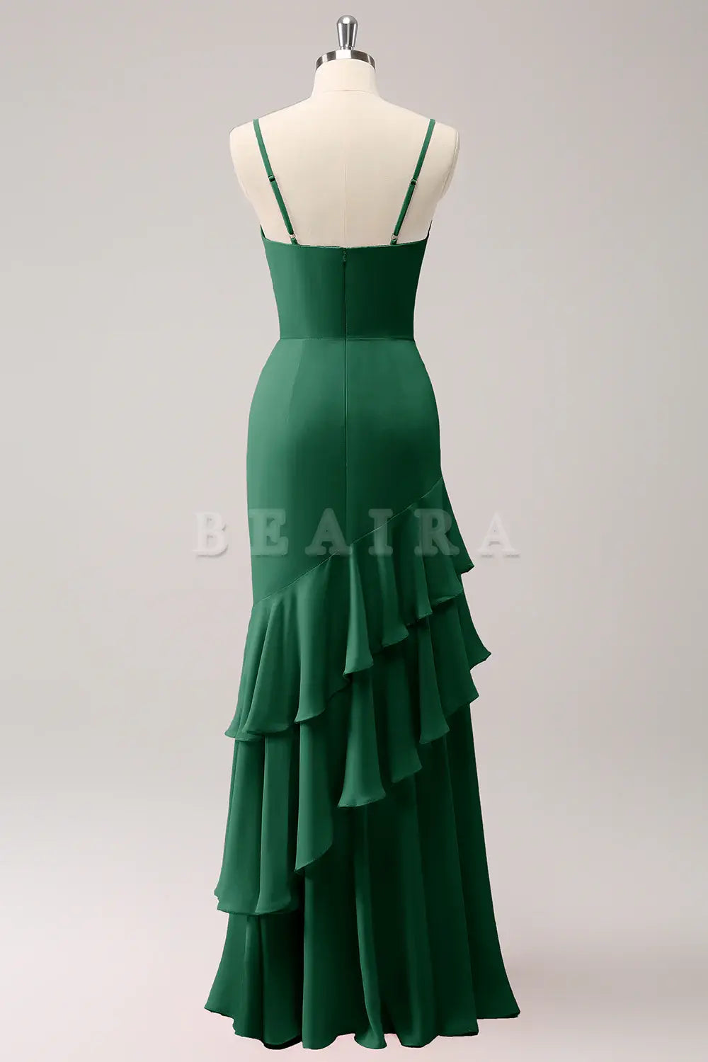 Beaira Mermaid Spaghetti Straps Long Bridesmaid Dress with Ruffles Bridesmaid dress shop