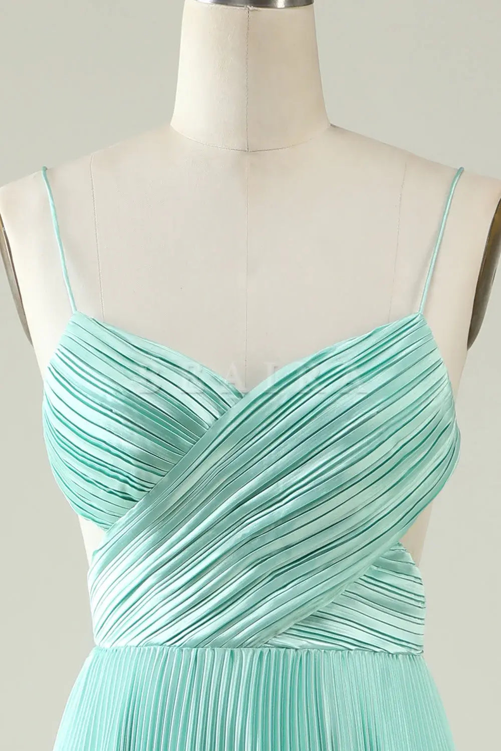 Beaira Mint Green A Line Spaghetti Straps Pleated Long Bridesmaid Dress Bridesmaid dress shop